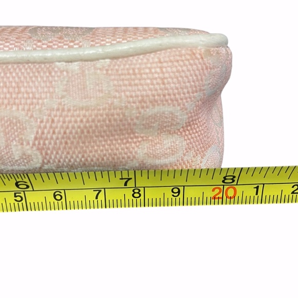 Authentic Gucci Pink Canvas Baguette Shoulder/Handbag Off-White Leather Trim Y2K - Picture 7 of 13